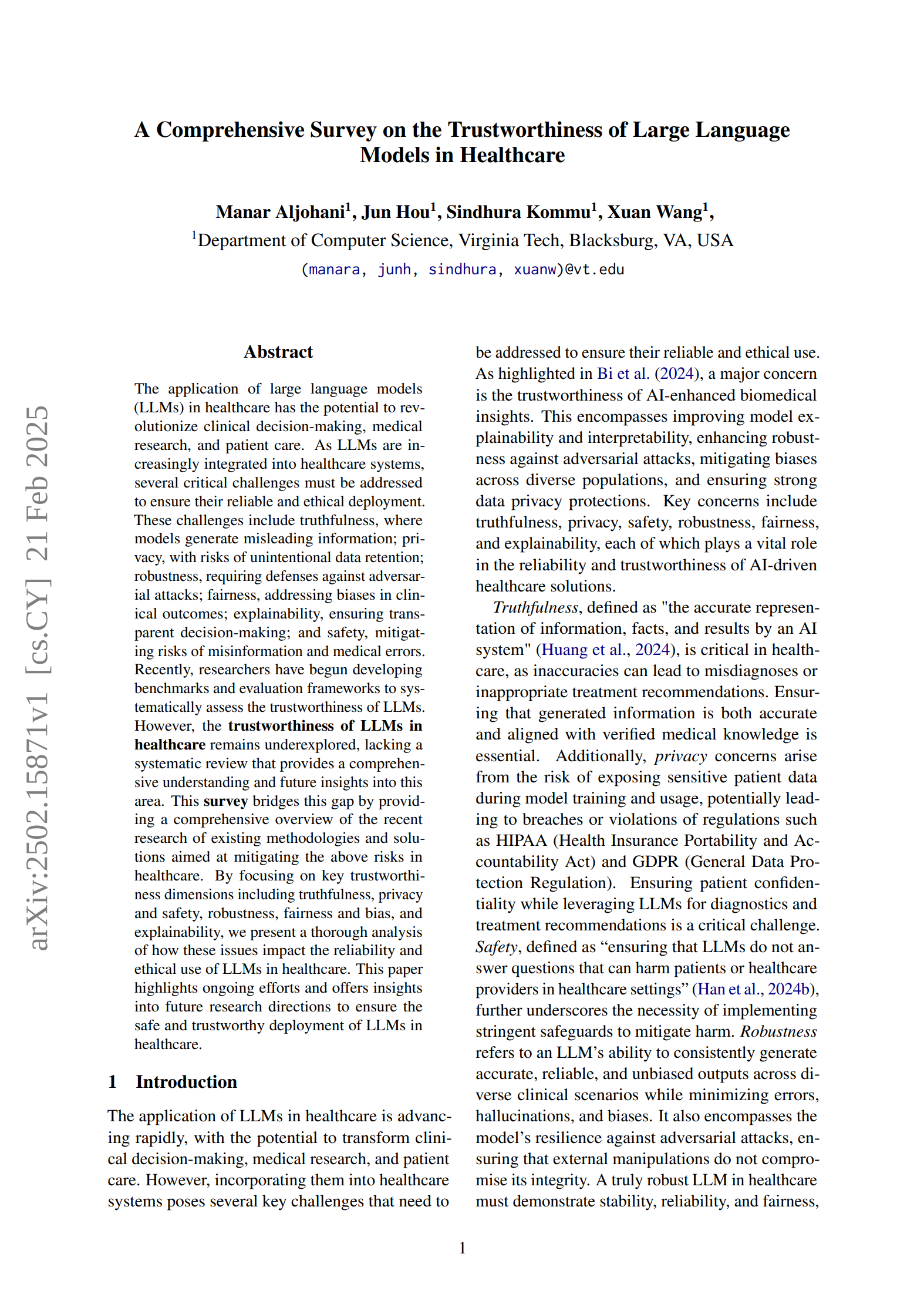 Thumbnail for A comprehensive survey on the trustworthiness of large language models in healthcare