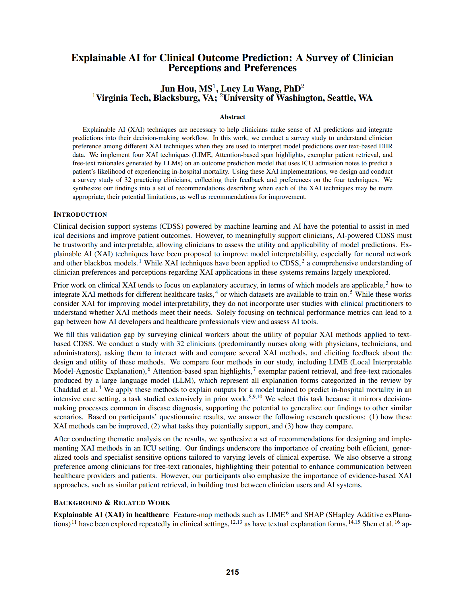 Thumbnail for Explainable ai for clinical outcome prediction: a survey of clinician perceptions and preferences
